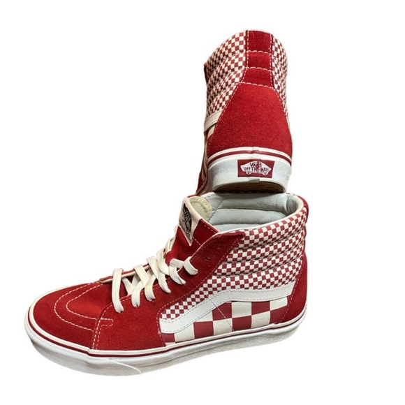Vans Shoes - Vans unisex red/white checkered high top size 9.5 women's  size 8 men's sneakers
